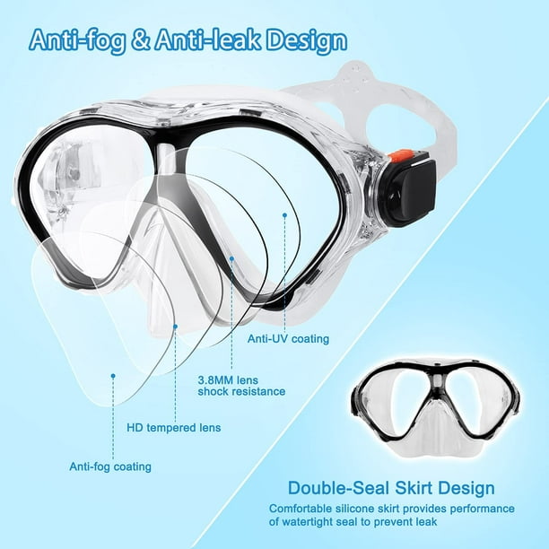 K2 Masque de plongée professionnel Double Tube 180 ° Anti-buée