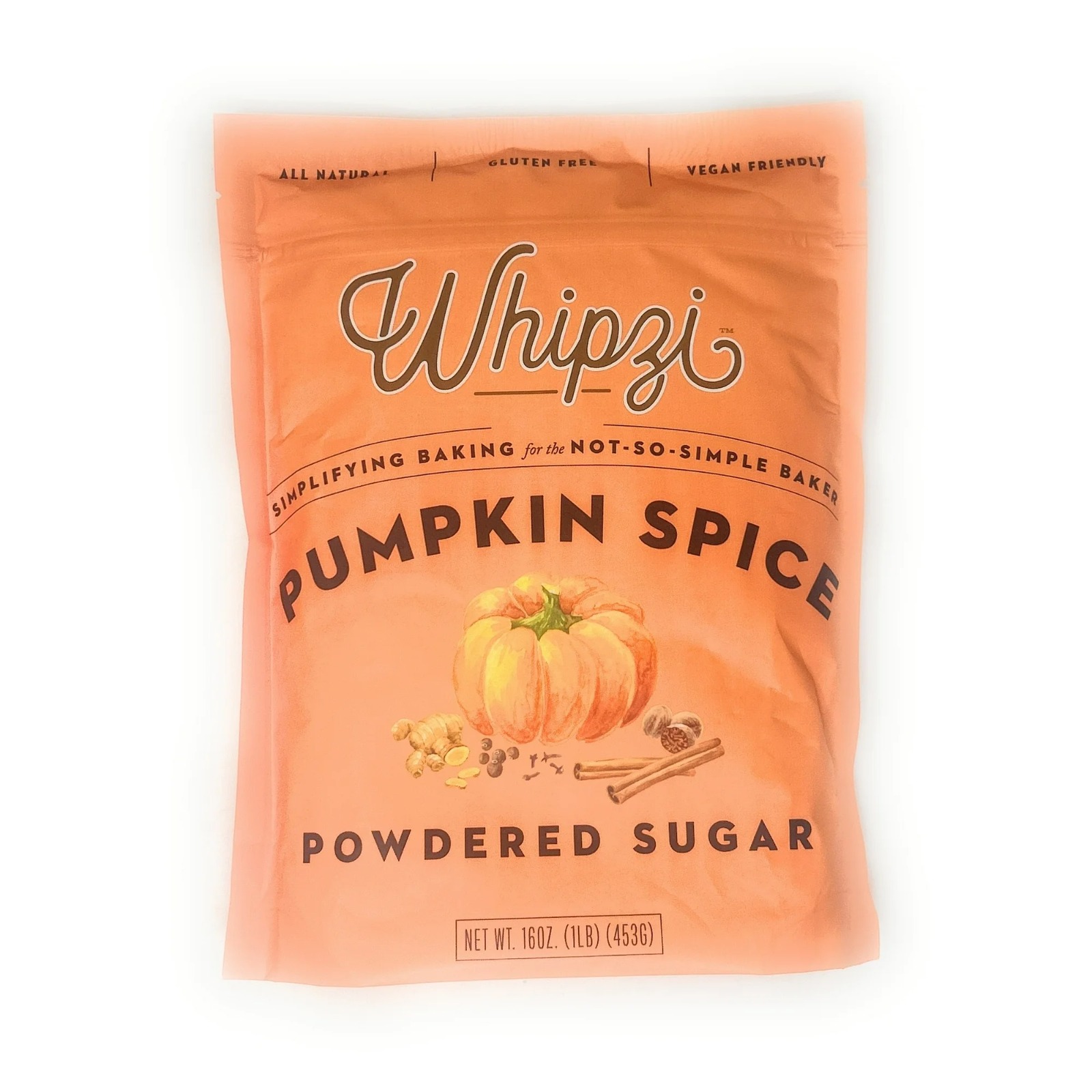 Whipzi Pumpkin Spice Flavored Powdered Sugar 16 oz Bag (2 Pack)