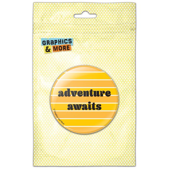 Adventure Awaits Stripes Pinback Button Pin Badge