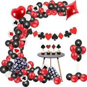 Finypa Casino Party Decorations Set of 95 Casino Night Balloons Casino Night Banner Poker Night Banner Game Night Banner Red Black and White Latex balloons 4 Casino Mylar Balloons Las Vegas Theme