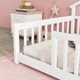 thumbnail image 4 of Miniyam Wood Twin Size Floor Bed with Guardrails for Toddler, White, 4 of 7