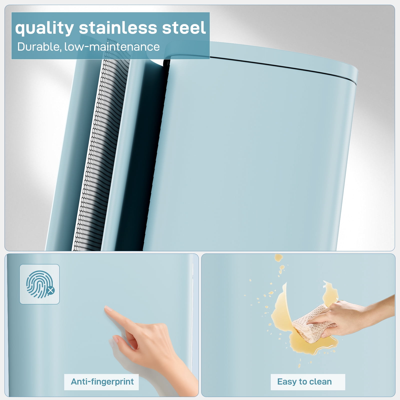 Arlopu 8 Gallon Step Pedal Trash Can, Stainless Steel, Hands-free Soft Close lid Garbage bin