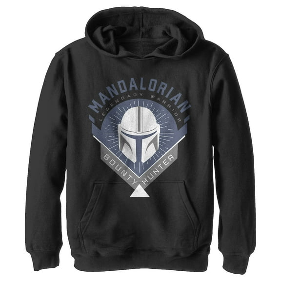 Boy's Star Wars: The Mandalorian Warrior Emblem  Pull Over Hoodie Black X Large
