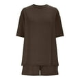 thumbnail image 5 of QATAINLAV Summer Two Piece Outfits for Women 2025 Matching Set Loose Casual Short Sleeve Tops and Elastic Waist Shorts Lounge Sets with Pocket Brown M Ofertas en Walmart, 5 of 8