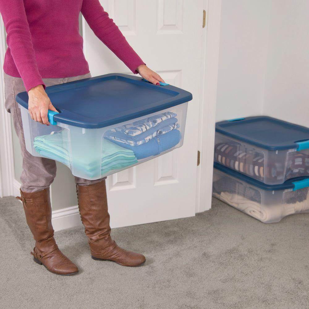 Sterilite 12 Gallon Latch and Carry Storage Tote, Clear (6 Pack
