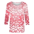 thumbnail image 5 of Ounisa T-Shirts de Saint-Valentin à Manches 3/4 Col Rond Imprimé Cœur pour Femmes, 5 of 5