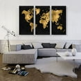 thumbnail image 2 of ARTCANVAS Black Yellow World Map Globe Canvas Art Print - Size: 60" x 40" (1.50" Deep) (3-Piece), 2 of 9