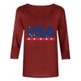 thumbnail image 4 of Women's Summer Tops Independence Day Printed Round-neck Three-quarter Sleeve T-shirt Tops 2026, 4 of 5