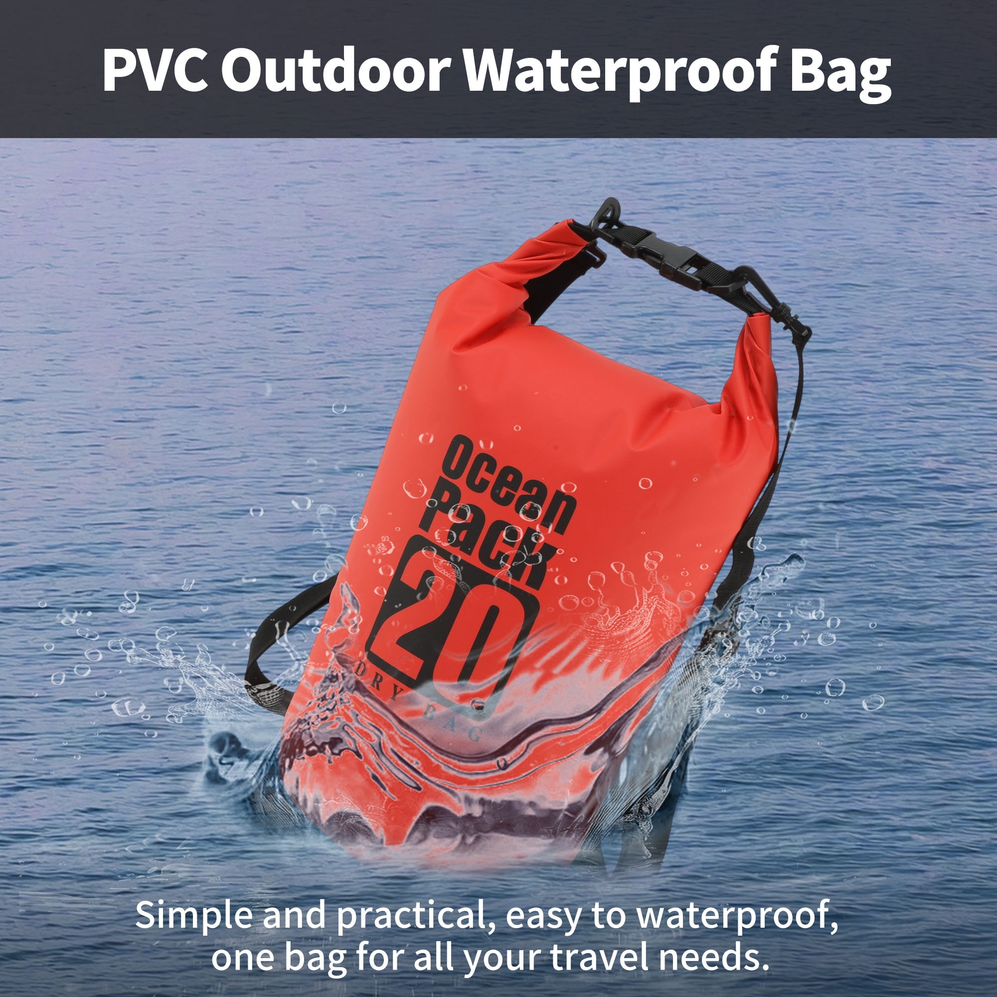 Unique Bargains Durable Waterproof Dry Bag Red Pattern 3
