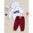 thumbnail image 3 of Bagilaanoe 2PCS Toddler Baby Girl Boy Pants Set Letter Embroidery Long Sleeve Hoodie Sweatshirt Tops + Sweatpants 6M 12M 18M 24M 3T Kids Casual Sweatsuits, 3 of 8