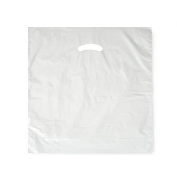 Pack Of 500, 20 x 20" x (With 5" Bottom Gusset) Solid White Super Gloss Recycled Plastic Bags 1.50 Mil Made in USA