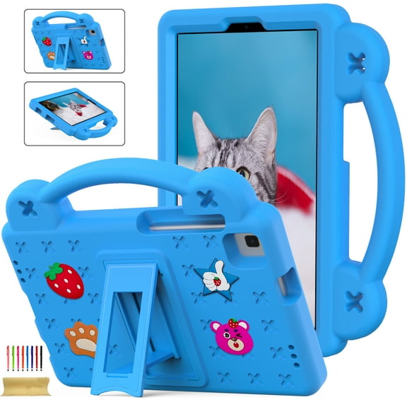 Kids Friendly EVA Case for Samsung Galaxy Tab A7 Lite 8.7" 2021 SM-T225/SM-T220/SM-T225N/SM-T227U, Built-in Anti-Slip Handle/Foldable Stand, Durable Shockproof Protective Case - Skyblue
