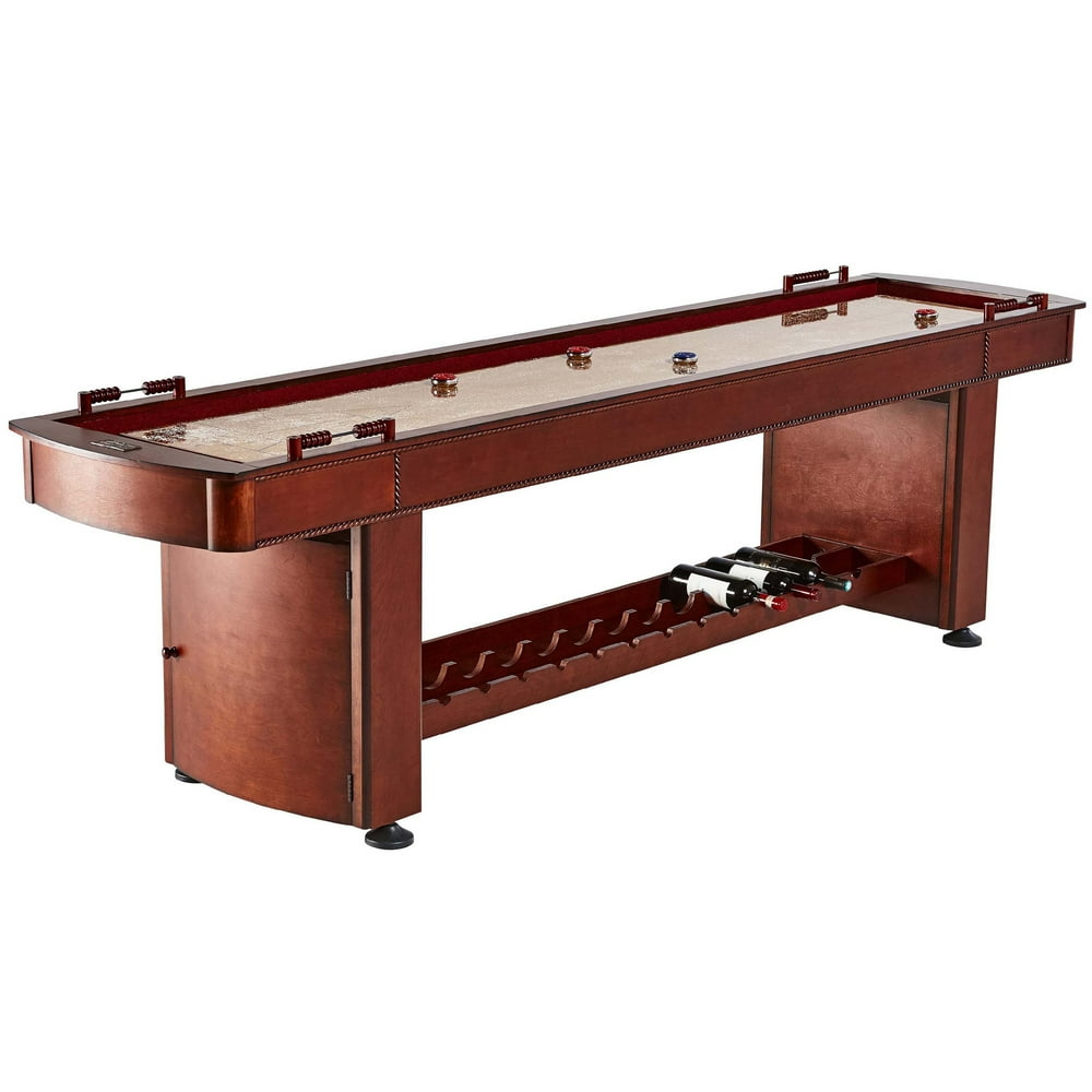 Barrington 9' Classic Wood Shuffleboard Table, Built In Storage, Wine