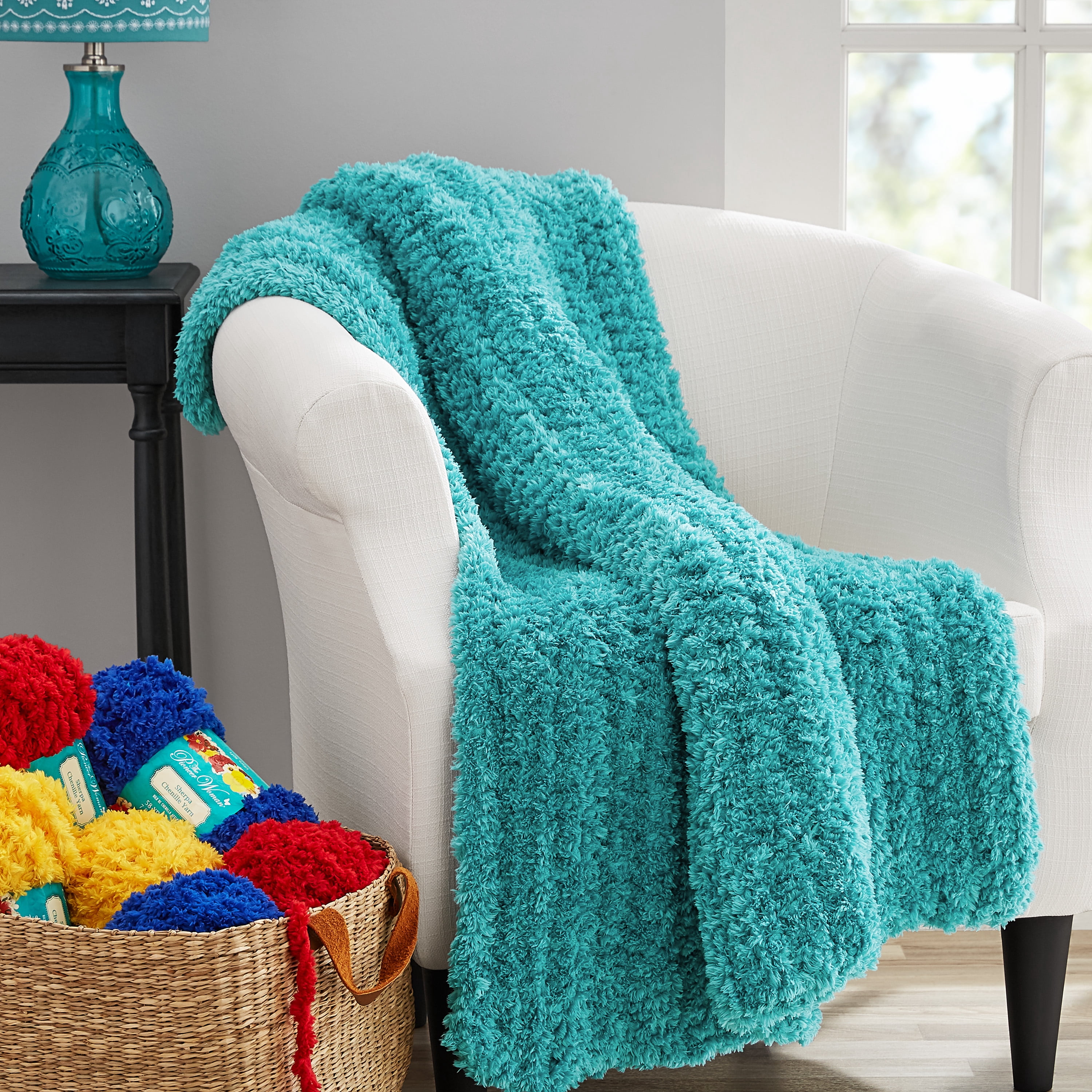 The Pioneer Woman Sherpa Chenille Bright Blue Yarn, 58 yd