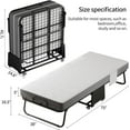 thumbnail image 2 of Folding Bed with Mattress - 75x38 Twin Size Frame - Portable Rollaway Guest Bed with 5-inch Memory Foam Mattress - Space-Saving Foldable Design for Easy Storage (75"×38"), 2 of 7