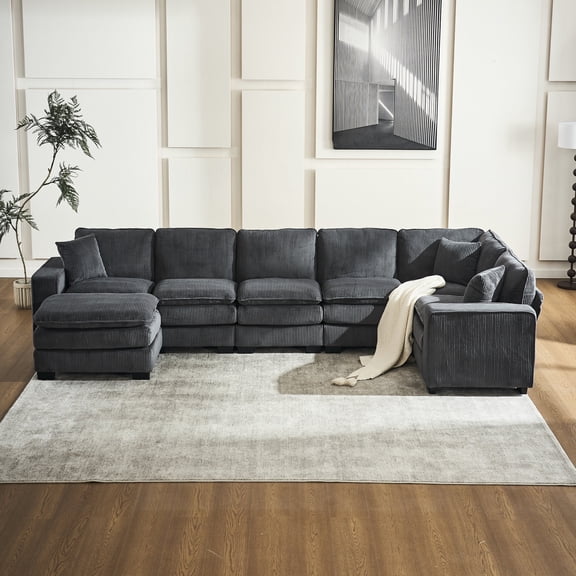 6-seat Sectional Sofa with Ottoman / Provides Support for Relaxing with Friends