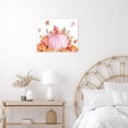 thumbnail image 4 of Fall Pumpkin Wall Art Watercolor Pink Pumpkin Maple Leaves and Pine Nut Canvas Wall Art Rustic Farmhouse Harvest Framed Wall Art for Living Room Bedroom Bathroom Home Decor Ready to Hang,12x12 Inches, 4 of 7