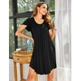 thumbnail image 2 of Oudiya Womens Nightgown Soft Pleated Sleepshirt Short Sleeve House Mumu Dress, S-3XL, 2 of 6