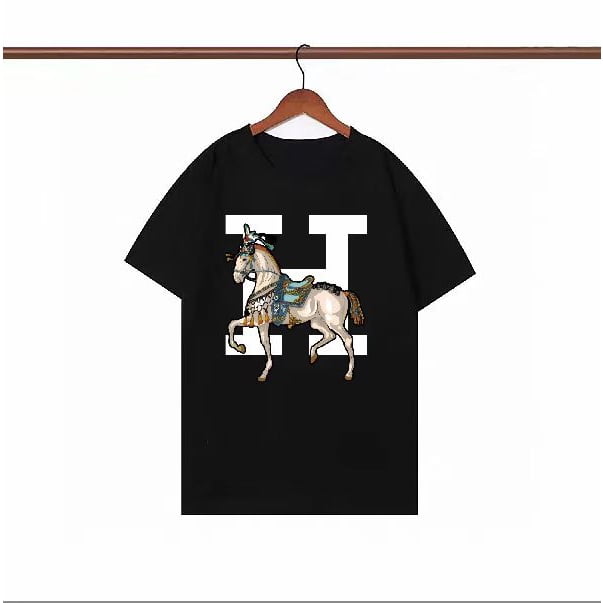 2023 Hermes Diseñador De Alta Calidad Cuello Redondo Camiseta Ropa Hombres/Mujer Moda CASUAL Cómoda Algodón Manga Corta 18