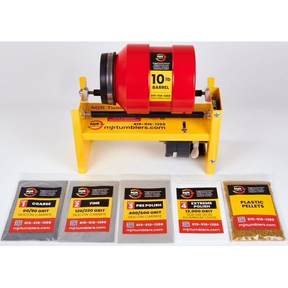10lb Rotary Rock Tumbler w Grit Kit MJR TUMBLERS Winner Best High End Unit 2019, 20 & 2021