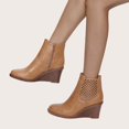 thumbnail image 4 of Zapatos huecos de cuña para mujer, botines femeninos Retro puntiagudos de Color sólido informales de tacón alto Wmkox8yii sa3013, 4 of 6