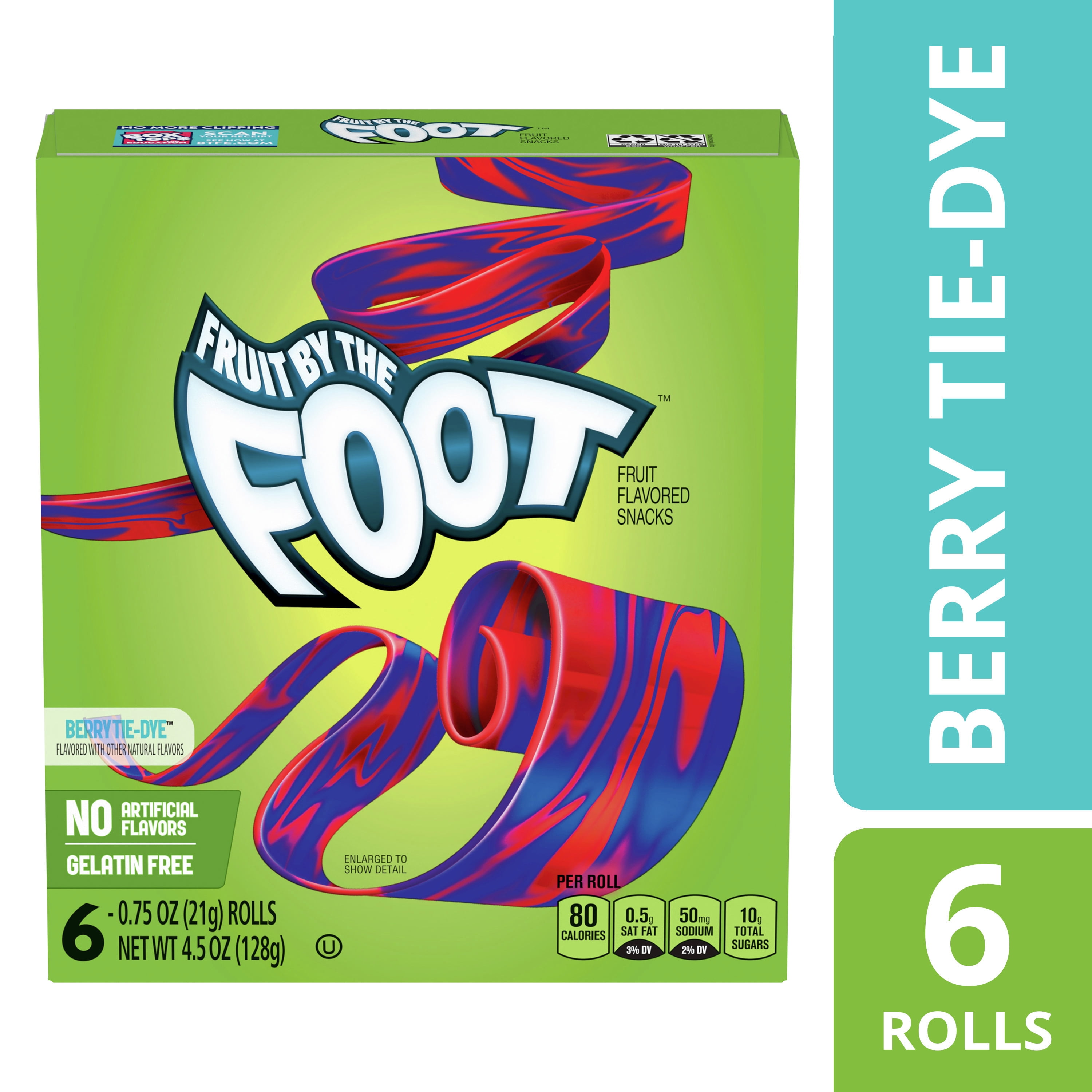 Fruit by the Foot Fruit Flavored Snacks, Berry Tie-Dye, 4.5 oz, 6 ct