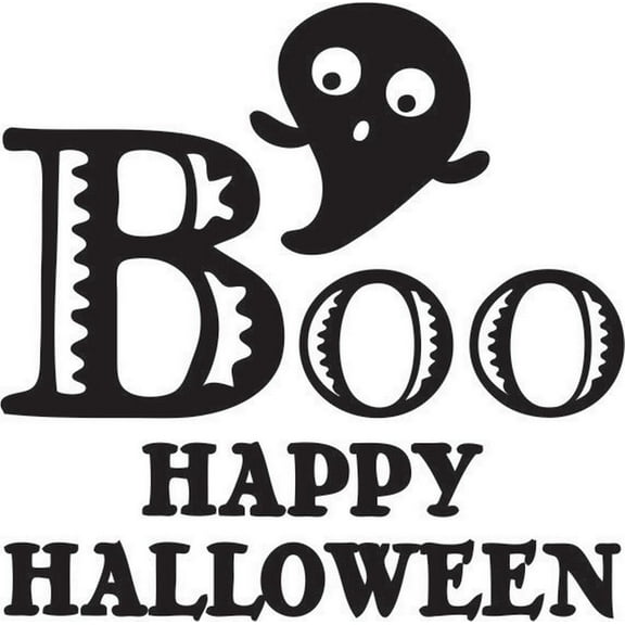 Printtoo Boo Happy Halloween Word Design Brown Square Wooden Rubber Stamp Block-2 x 2 Inches