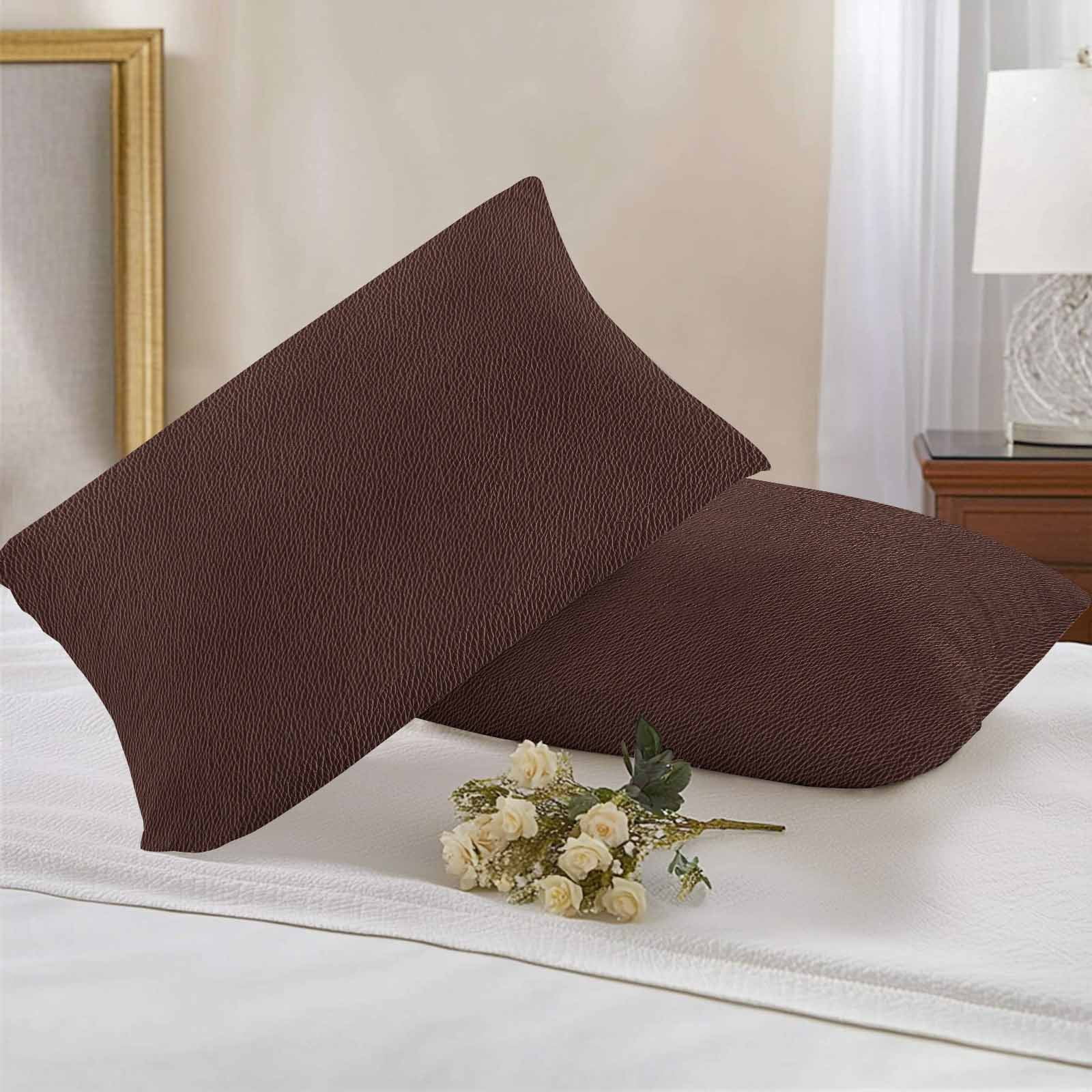 Lumbar Pillow Covers 12 x 20 Inches, Solid Brown Waterproof Throw Pillow Cover Set of 2, Vintage Minimalism Abstract Denim Pattern Decorative Rectangle Cushion Covers for Patio/Tent/Couch/Garden