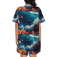 thumbnail image 6 of Fuzoiu Fantasy Underwater Adventure Print Women's Short-Sleeved Pajama Set,Lounge Sleepwear Set,Womens Pajama Sets 2 Piece,Button-Up Top and Shorts with Pockets-Medium, 6 of 7