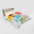 thumbnail image 3 of Colorful Duvet Cover Set, Hawaiian Beach Party Theme with Lively Flowers Abstract Summertime Composition, Bedding Set with Shams and Fitted Sheet, 3 Sizes, by Ambesonne, 3 of 3