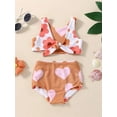 thumbnail image 6 of Musuos Infant Girlacute;s Summer Swimsuit, 6 12 18 24M Flower  Heart Print V-Neck Front Knotted Vest + High Waist Shorts, 6 of 10