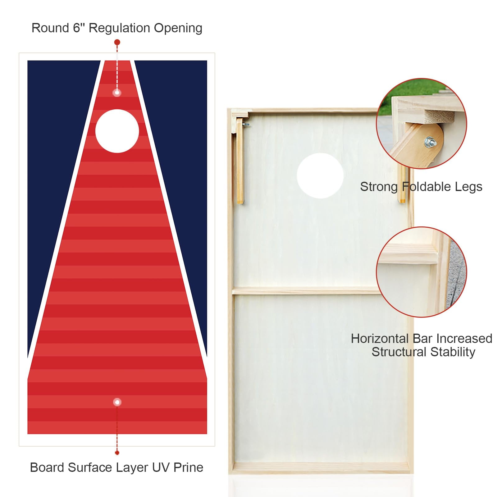 Wakefa Cornhole Set, 3'x 2'Corn Hole Boards Set, Solid Wood Cornhole Game Outdoor Set, Corn Holes Outdoor Game, Corn Hole Sets with Bags Regulation Size, Perfect for Lawn, Backyard, Beach, Park