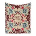 thumbnail image 1 of Flower Soft Flannel Fleece Throw Blanket, Ornate Floral Vivid Traditional Boho Style Pattern, Cozy Plush for Indoor and Outdoor Use, 50" x 60", Maroon Beige Violet Blue, by Ambesonne, 1 of 6