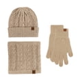 thumbnail image 2 of SUXIAN Winter Scarf Set for Men and Women Hat Scarf Gloves Warm for Outdoor Sport Khaki_2# One Size, 2 of 4