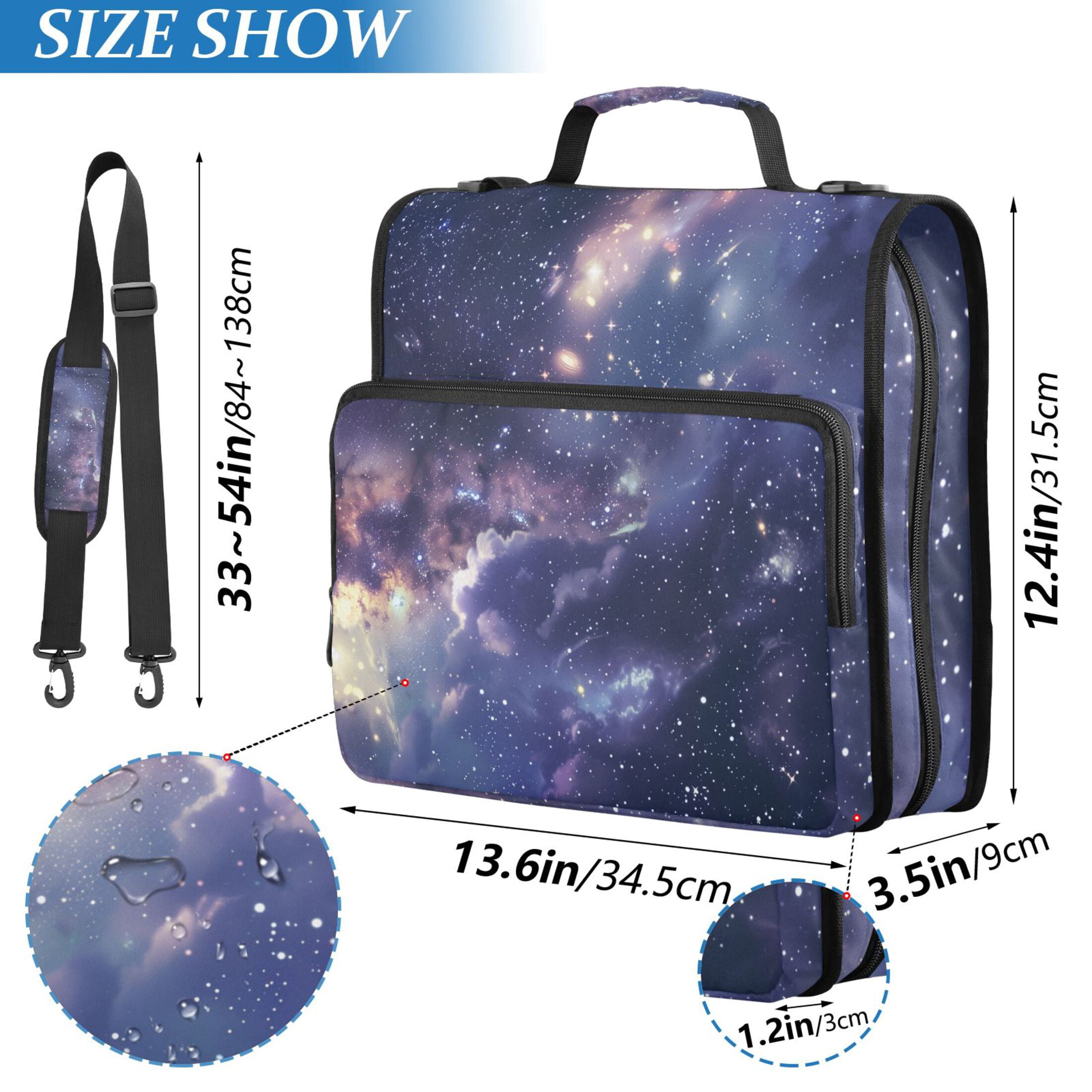 3 Ring Zipper Binder with Shoulder Strap Waterproof Trapper Keeper 2 Inch D-Ring 500 Sheets Capacity Beautiful Milky Way
