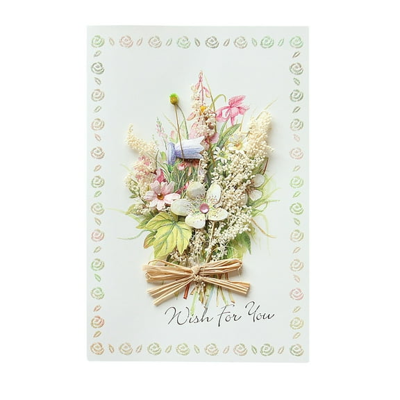 FENGGHAO Mothers Day Carnation Dried Flower Greeting Card Handmade Paper Craft Foldable Birthday Card for Mom Thanksgiving Gift