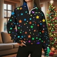 thumbnail image 2 of Women's Christmas Sweatshirt Half Zip Lapel Collar Print Long Sleeve Pullover Tops Green M, 2 of 6