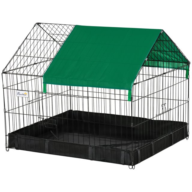 CoSoTower Metal Outdoor Small Animal Cage for Rabbits and Cats, Black