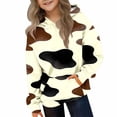 thumbnail image 5 of Kids Hoodie Fleece Cow Print Pullover with Pockets Warm Animal Hooded Sweatshirt, Long Sleeve,Cozy, Casual, Loose Fit, for Girls Ages 3-14 Years, 5 of 6