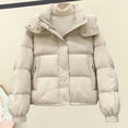 thumbnail image 5 of Women Winter Cotton Coat Hooded Thickened Padded Short Type with Zipper Pockets Elastic Cuffs Pure Color Windproof Lady Down Coat, 5 of 8