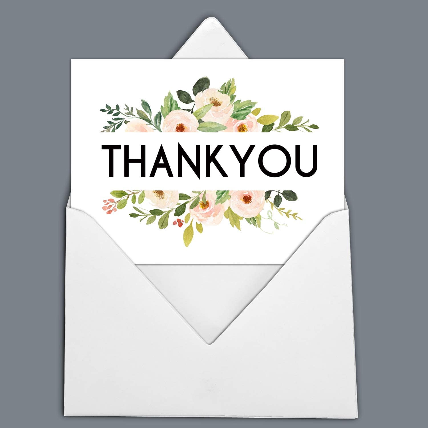 Darling Souvenir White Watercolor Flowers Thank You Card Bridal Shower  Graduation Blank Folding Greeting Card Thank You Notes With Envelope - 100  Pcs - Walmart.com