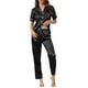 thumbnail image 2 of INSPIRAR CHIC Conjunto de Pijama de 2 Piezas para Mujeres, Camisa de Botones con Pantalones, Ropa de Noche, Lounge, S Negro, 2 of 6