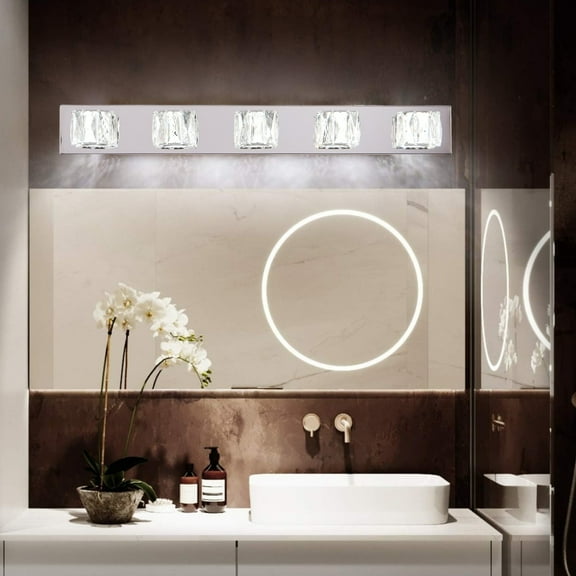 KISRAIS Dimmable Bathroom Vanity Light - Crystal Modern Vanity Lights for Bathroom