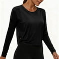 thumbnail image 2 of XuJwPNcy Long Sleeve Crop Tops for Women Workout Athletic Gym Shirts Cropped Crew Neck Running Shirt for Women(Black,Large), 2 of 7