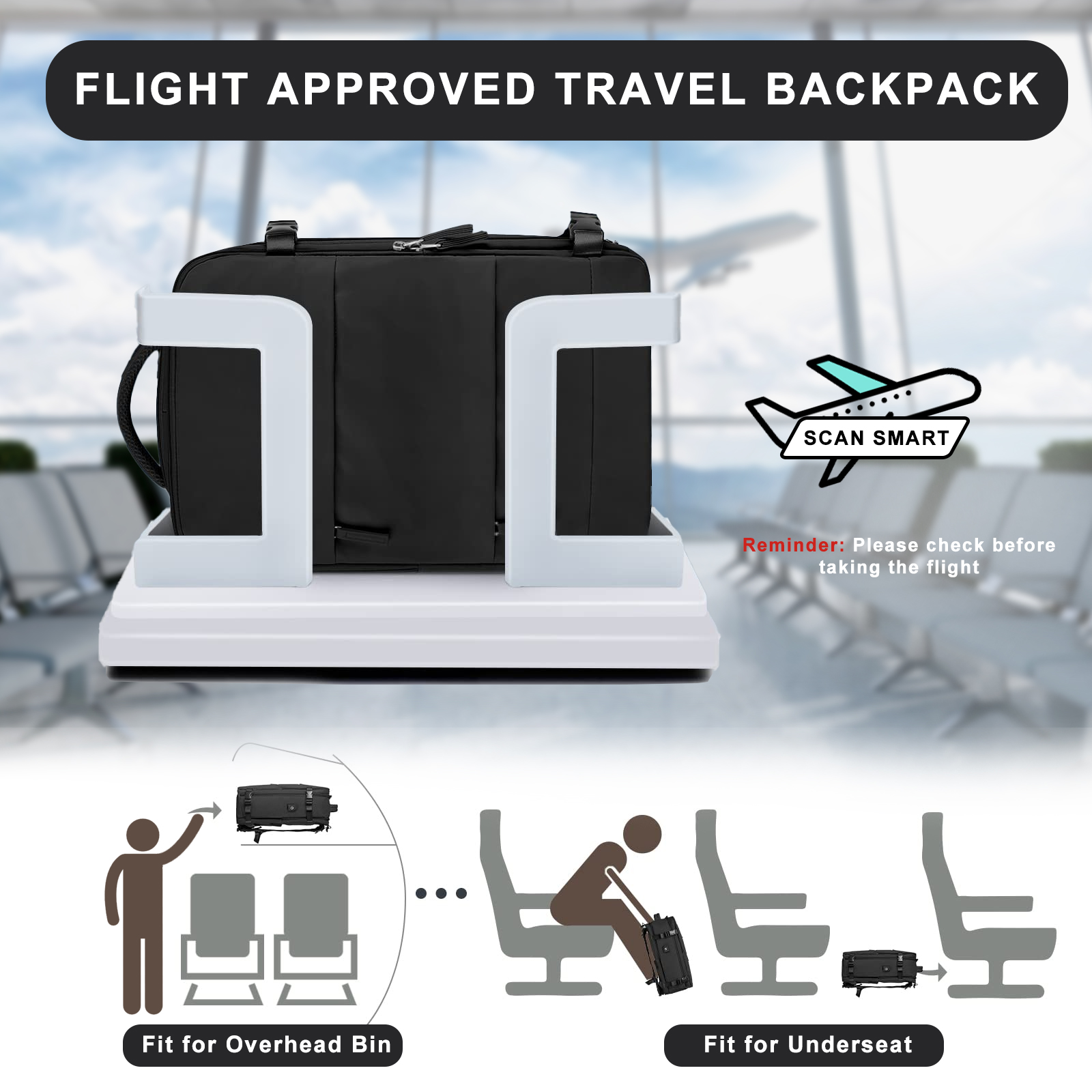 DAKIMOE Large Travel Backpack with Laptop Compartment photo 2