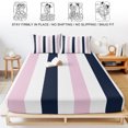 thumbnail image 5 of Twin Sze Fitted Sheet Set - Pink Navy Blue Striped 2 Piece Bedding Sets 16" Deep Pocket Fitted Sheet with 1 Pillowcase, Farmhouse Stripe Art Brushed Microfiber Hotel Luxury Bed Sheets, 5 of 9