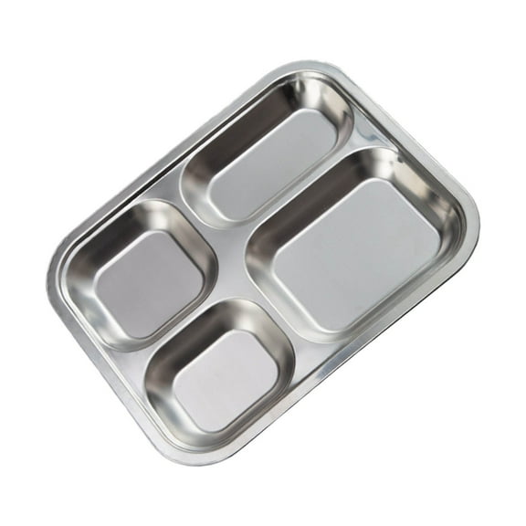 Lightweight 304Stainless Steel Plate Rectangular Divided Plate Dinner Tray