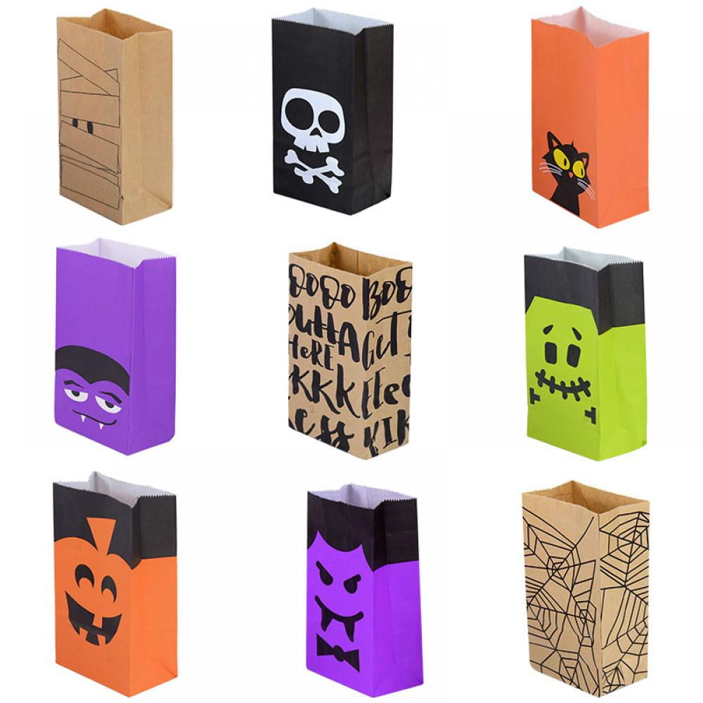 Buy Halloween Candy Bags Treat Bags  36PCS Paper Halloween Bags Trick or  Treat Halloween Sweet Goodie Bags with 36PCS Keychains 9 Patterns Gift Bags  Halloween Party Favors for Kids Halloween Decorations