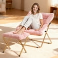 thumbnail image 6 of HABUTWAY Comfy Saucer Chair, Foldable Living Room Chairs, Soft Faux Fur Lounge Chair for Bedroom, Reading Chairs for Adults, Kids, X-Large (with Ottoman, Pink), 6 of 6
