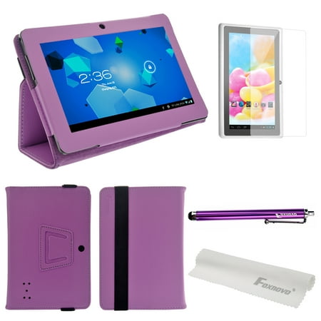 4-in-1 PU Folding Folio Flip Case Cover & Screen Guard & Stylus Pen & Cleaning Cloth Set for Q88 /Q8 7-inch Tablet (Best Way To Clean Pc Screen)